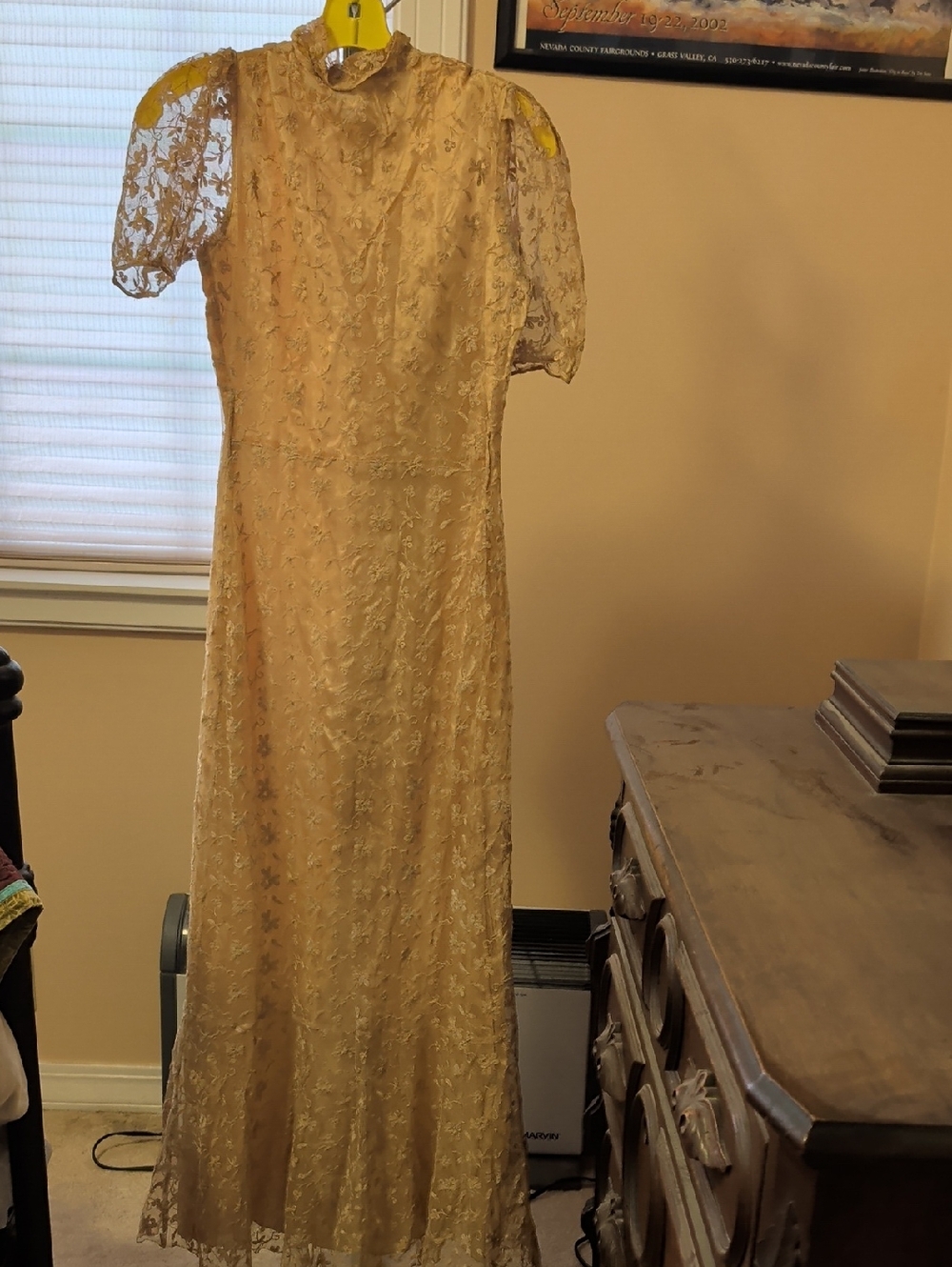 Vintage Cream Lace Maxi Dress
